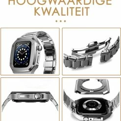 Kopen 🔔 Daniel Eden DanielEden Luxe Apple ⌚ Watch Series Horloge Band - Roestvrij Staal - Zilver - Apple ⌚ Watch Strap - 44 Mm - Stainless Steel Polsband 🔥 -Sieraden-horloges Winkel 550x586