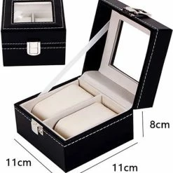 Promo 🤩 Lowander Horlogebox - Horlogedoos Voor Heren & Dames - 2 Horloges - Zwart 😉 -Sieraden-horloges Winkel 550x591 1
