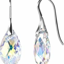 Beste deal 🔔 Shoplace Oorbellen Dames Met Swarovski Kristallen - Druppel - 18K Witgoud Verguld - Oorhangers - Swarovski Oorbellen - Cadeauverpakking - Sinterklaas - Kerst Cadeau 🧨