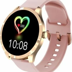 Promo 😀 Belesy® Q9 Pro 2022 - Smartwatch Dames – Smartwatch Heren - Horloge - 1.28 Inch - Kleurenscherm - Stappenteller - Bloeddruk - Hartslag - 75+ Wijzerplaten – Sporten - Staal – Goud ⌛ -Sieraden-horloges Winkel 550x599 2