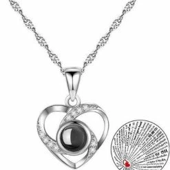 Gloednieuw โจ Bohm&Jager Zilveren Liefde's Hart 100 Talen Ik Hou Van Je Ketting - Zilver Ketting - I Love You Ketting - Cadeau TIP - LIMITED EDITION โญ