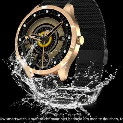 Promo 😀 Belesy® Q9 Pro 2022 - Smartwatch Dames – Smartwatch Heren - Horloge - 1.28 Inch - Kleurenscherm - Stappenteller - Bloeddruk - Hartslag - 75+ Wijzerplaten – Sporten - Staal – Goud ⌛ -Sieraden-horloges Winkel 550x611 1