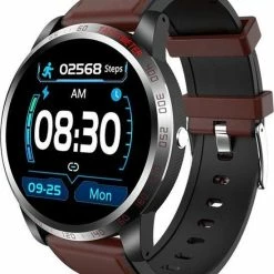Top 10 🤩 Belesy® Tachy - Smartwatch Heren - Smartwatch Dames - Horloge - Stappenteller - Hart ECG - 1.3 Inch - Kleurenscherm - Donker Bruin - Leer 💯
