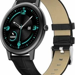 Flash-uitverkoop ✨ Belesy® LOVERS HUG - Smartwatch Dames - Smartwatch Heren - Horloge - Stappenteller - Full Touch – Diverse Wijzerplaten - Bloeddruk - Mutli Sport – Zwart Leer ⌛