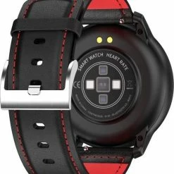 Beste Pirce 😀 Belesy® Faces - Smartwatch Heren - Smartwatch Dames - Horloge - Stappenteller - Bloeddruk - 1.3 Inch - Kleurenscherm - Full Touch - 14x Dial Face - Zwart/Rood - Leer 🔥 -Sieraden-horloges Winkel 550x655 1