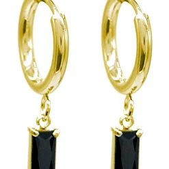 Goedkoop 😀 Dielay Oorbellen Met Zirkonia - Oorringen 12 Mm - RVS - Goudkleurig En Zwart ❤️