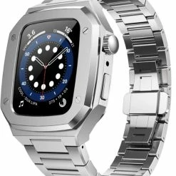 Kopen 🔔 Daniel Eden DanielEden Luxe Apple ⌚ Watch Series Horloge Band - Roestvrij Staal - Zilver - Apple ⌚ Watch Strap - 44 Mm - Stainless Steel Polsband 🔥