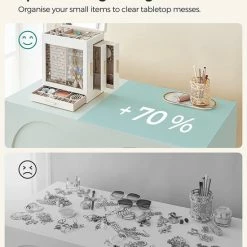 Kopen 🎉 HMTM Sieradendoos, Juwelendoos Met 5 Niveaus, Juwelendoos Met Glazen Deksel, Zijlades, Verticaal Opbergen, Grote Spiegel, Modern, Opbergen Van Juwelen HMBC162W01 😍 -Sieraden-horloges Winkel 550x687 6