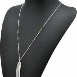 Hete verkoop 😉 Rhylane Lange Ketting - Veer - 60cm - Zilverkleurig 💯