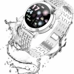 Kopen 😉 Belesy® DARLING Crystal- Smartwatch Dames - Horloge - 1.04 Inch - Kleurenscherm - Stappenteller - Bloeddruk - Hartslag - Staal – Schakelband - Rose Goud 🌟 -Sieraden-horloges Winkel 550x696 4