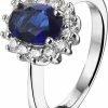 Flash-uitverkoop 😍 Glams Ring Zirkonia En Synthetische Saffier 16,5 Mm - Zilver 🤩