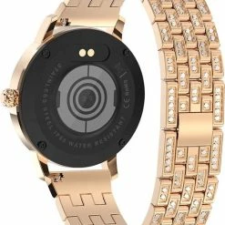 Kopen 😉 Belesy® DARLING Crystal- Smartwatch Dames - Horloge - 1.04 Inch - Kleurenscherm - Stappenteller - Bloeddruk - Hartslag - Staal – Schakelband - Rose Goud 🌟 -Sieraden-horloges Winkel 550x730