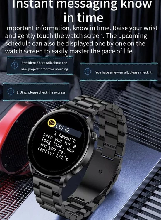 Korting 🔔 Smartwatch Rankos AK37 - Sporthorloge Goud Staal Schakel Bandje - Fitness - Stappenteller - Hartslag - Slaapmonitor - Bluetooth Bellen-Bel/message Herinnering - Camera Bediening-IP67 Waterbestendig - Met APP-Weer Informatie -Stopwatch - Muziek ✨ 6 Korting 🔔 Smartwatch Rankos AK37 - Sporthorloge Goud Staal Schakel Bandje - Fitness - Stappenteller - Hartslag - Slaapmonitor - Bluetooth Bellen-Bel/message Herinnering - Camera Bediening-IP67 Waterbestendig - Met APP-Weer Informatie -Stopwatch - Muziek ✨ - Afbeelding 4