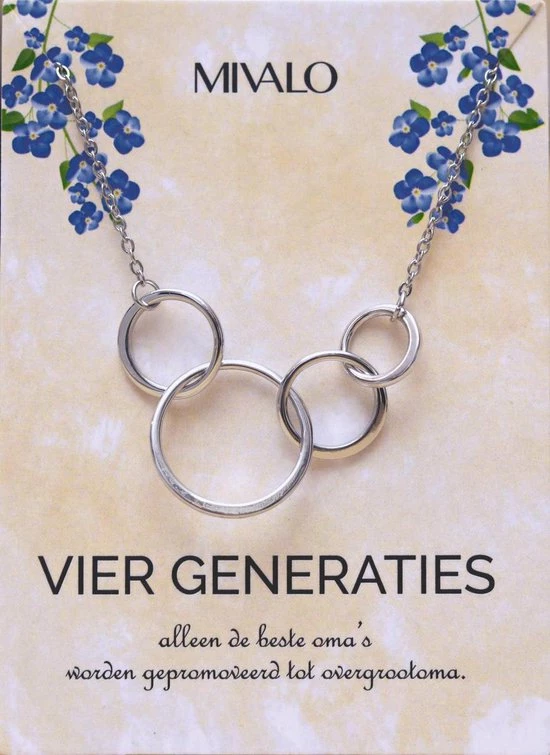 Groothandel π Mivalo Vier Generaties Ketting - Overgroot Oma Cadeau - Overgrootmoeder- Zilver π 3 Groothandel π Mivalo Vier Generaties Ketting - Overgroot Oma Cadeau - Overgrootmoeder- Zilver π