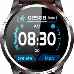 Top 10 🤩 Belesy® Tachy - Smartwatch Heren - Smartwatch Dames - Horloge - Stappenteller - Hart ECG - 1.3 Inch - Kleurenscherm - Donker Bruin - Leer 💯 -Sieraden-horloges Winkel 550x759