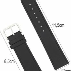 Beste Pirce 🔔 Horlogeband Leer- 22mm Aanzetmaat - Horlogebandje Met Naad + Push Pin - Zwart - Sarzor 😍