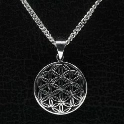 Nieuw 🔥 MOOYE ® - Collectie Zilveren Flower Of Life Ketting Hanger - Middel 🎁