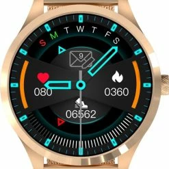 Promo 😀 Belesy® Q9 Pro 2022 - Smartwatch Dames – Smartwatch Heren - Horloge - 1.28 Inch - Kleurenscherm - Stappenteller - Bloeddruk - Hartslag - 75+ Wijzerplaten – Sporten - Staal – Goud ⌛ -Sieraden-horloges Winkel 550x827